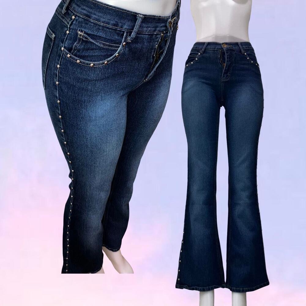 Vintage 90s y2k studded jeans lazer jeans flared size xs